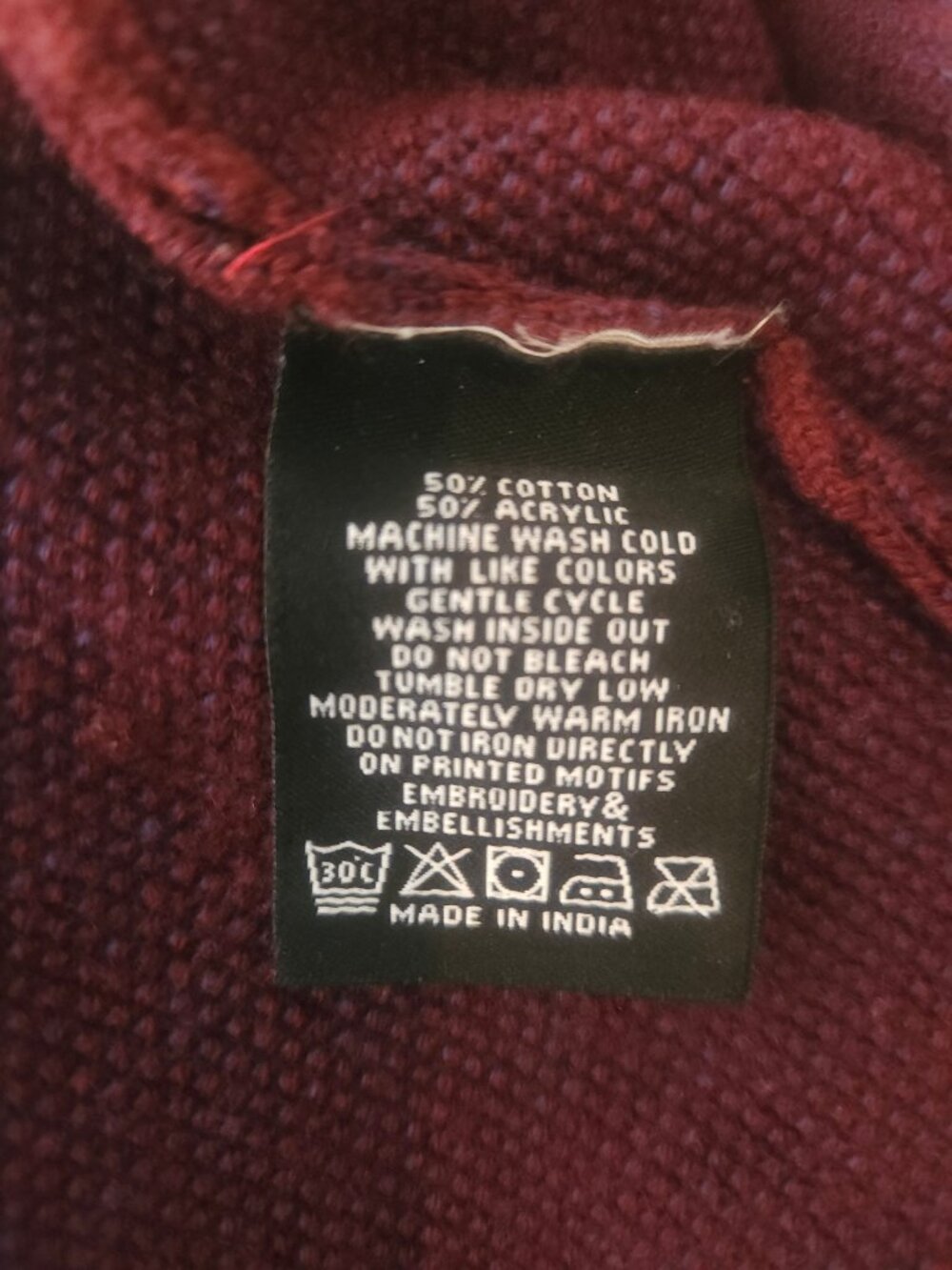 Ed Hardy, Y2K Studded Crewneck Sweater, Maroon, Size S - Picture 7 of 8
